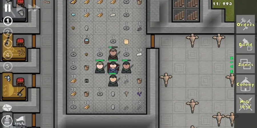 Going Deeper! — a colony dug down through rock, colonists mining and farming